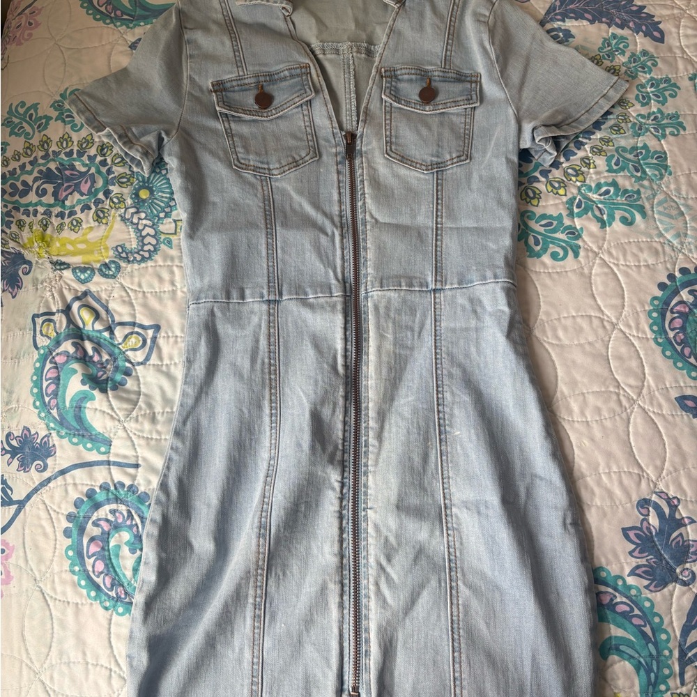 SHEIN Light Blue Denim Mini Dress